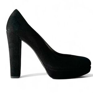 Stuart Weitzman Strongswoon Suede Platform Pump in Black | 8